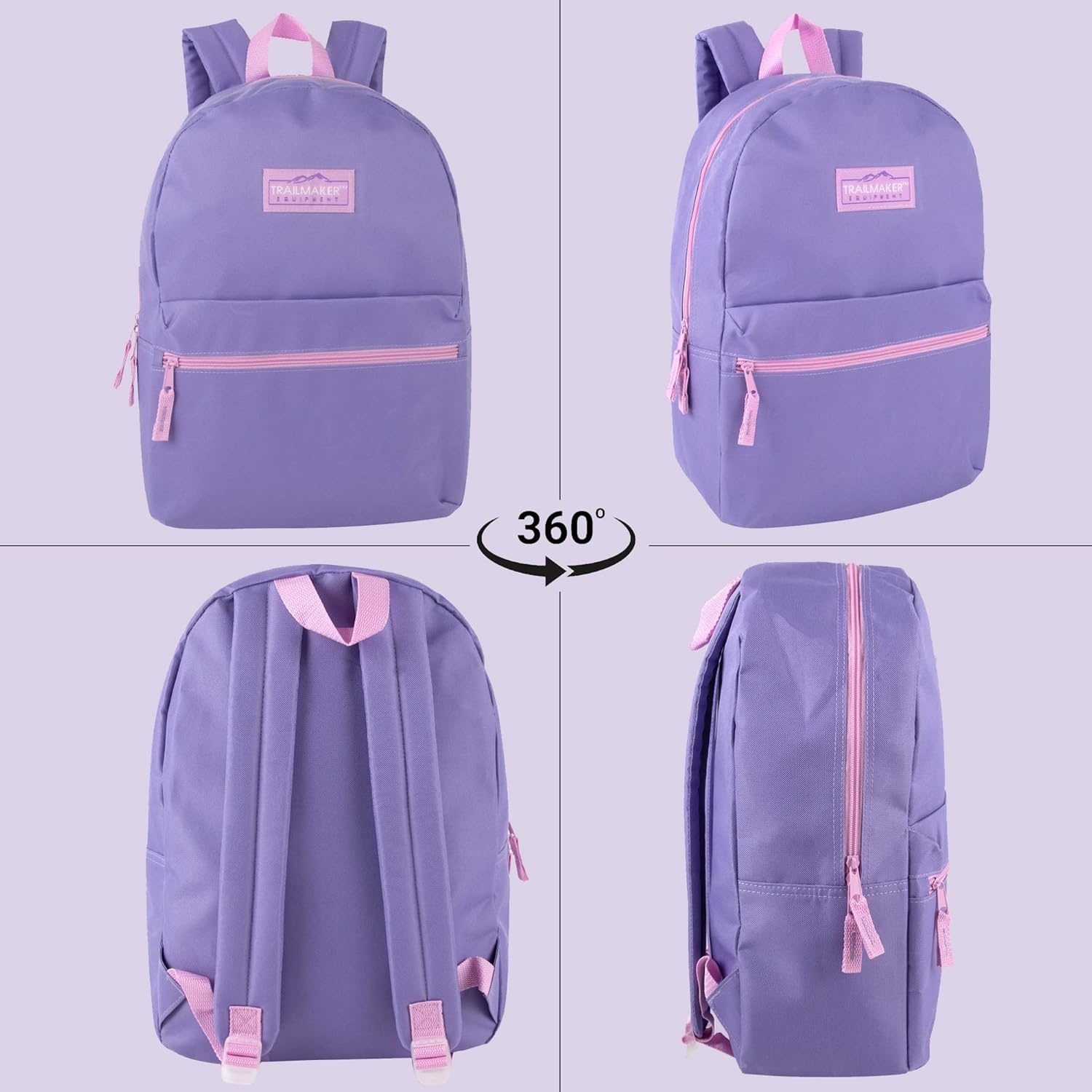 Trail maker Classic 17 inch Backpacks with Adjustable Padded Straps | School Backpacks for Girls, Boys (Green)(Purple)