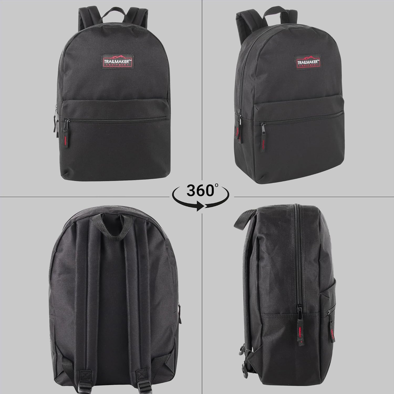 Trail maker 24 Pack 17 Inch Backpacks in Bulk Backpacks for Boys, Girls, School, and Homeless Donation(Black)