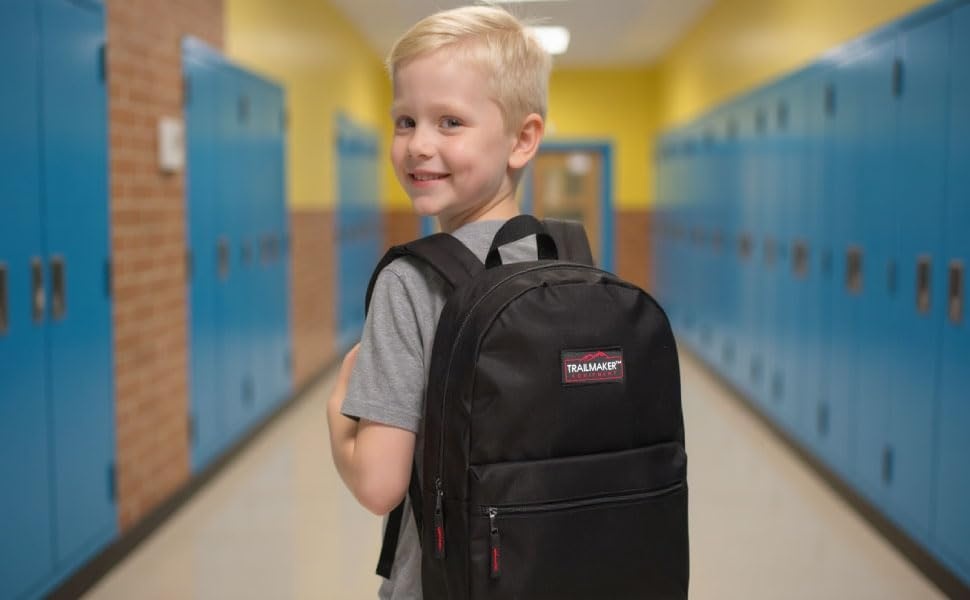 Trail maker 24 Pack 17 Inch Backpacks in Bulk Backpacks for Boys, Girls, School, and Homeless Donation(Black)
