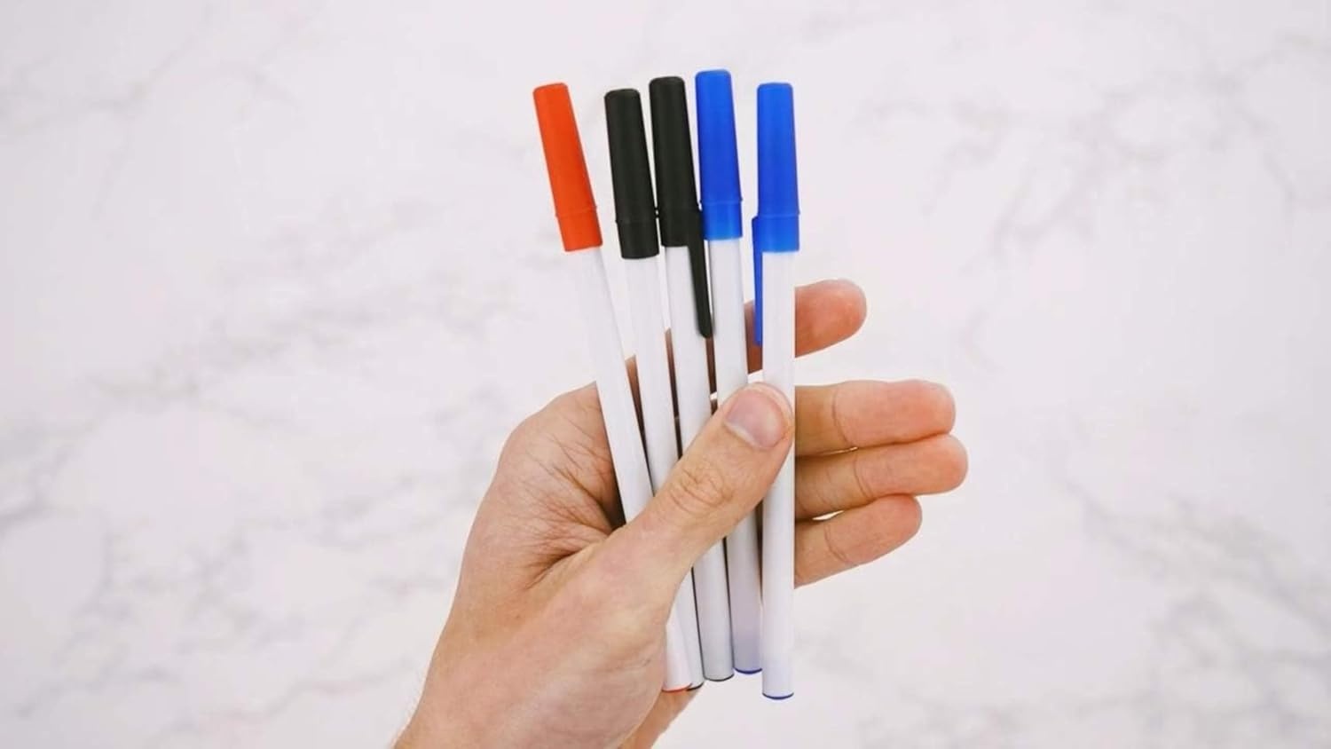 Trail maker Bulk Ballpoint Pens 500 Count (100 Packs of 5) – Red, Black & Blue Ink Writing Pens for School, Office Supplies, Students & Teachers(500)