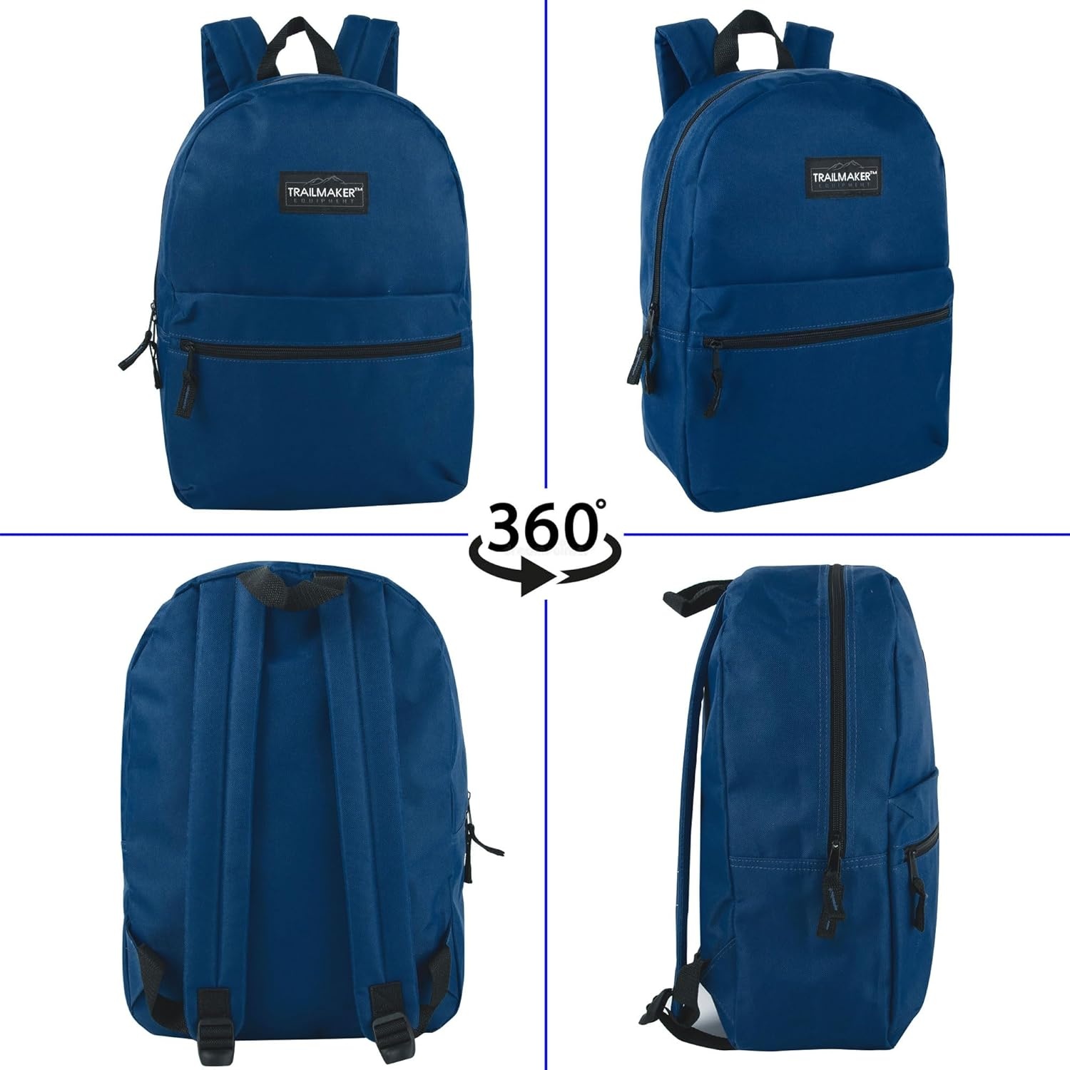 Trail maker 24 Pack 17 Inch Backpacks in Bulk Backpacks for Boys, Girls, School, and Homeless Donation(Blue)