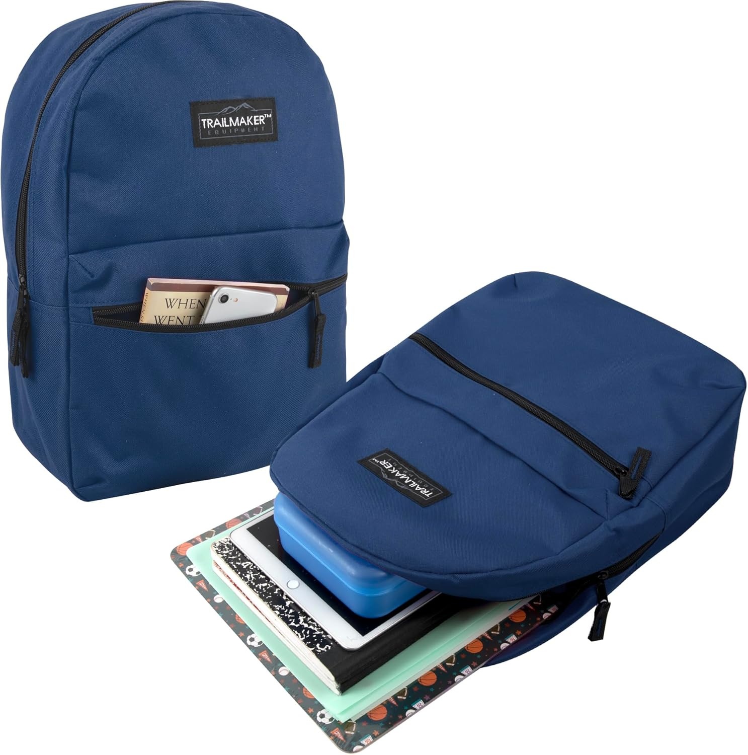 Trail maker 24 Pack 17 Inch Backpacks in Bulk Backpacks for Boys, Girls, School, and Homeless Donation(Blue)