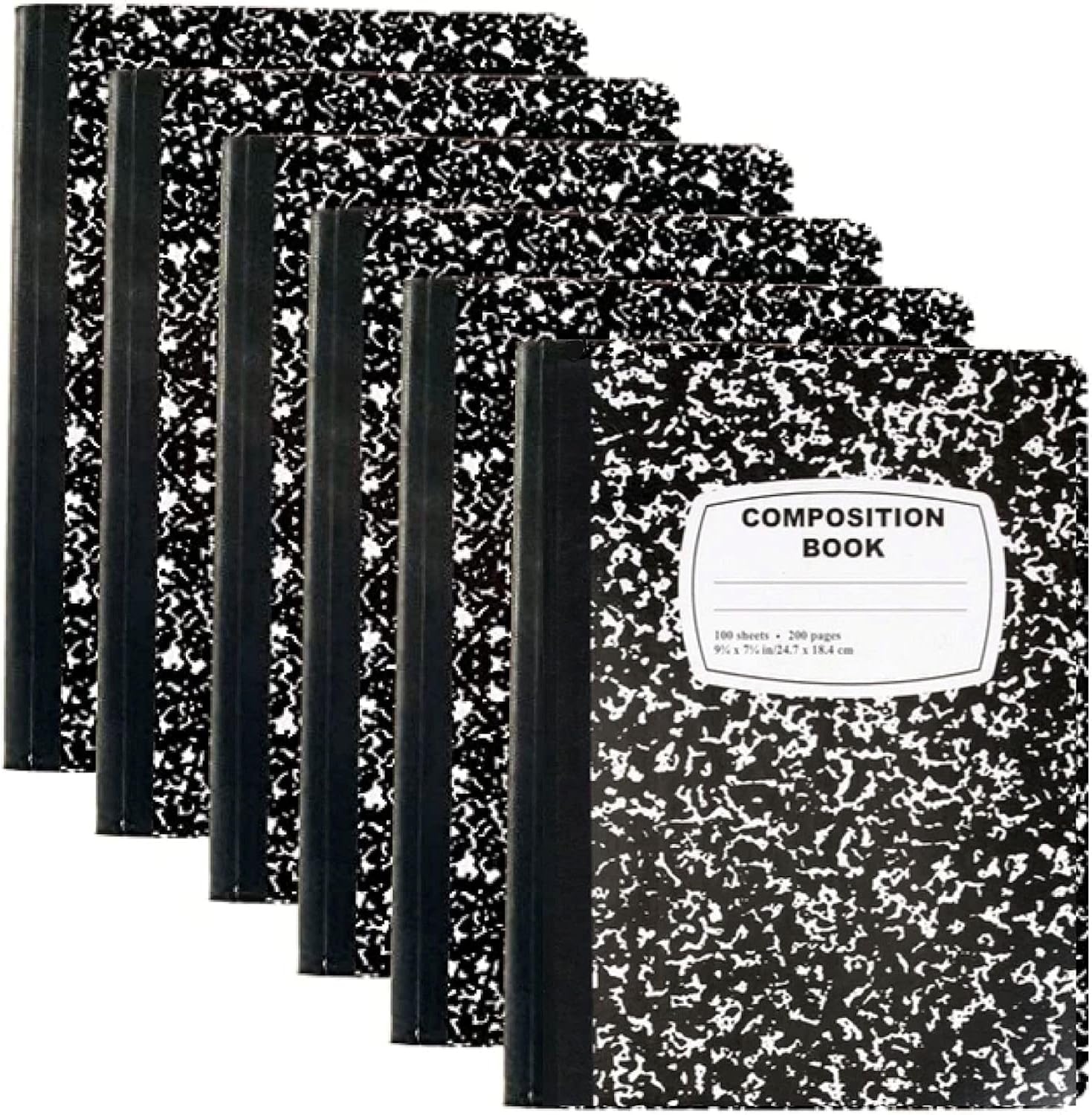 Trail maker 5 Pack Composition Notebooks, College Ruled Marble Cover, 200 Pages (100 Sheets), 9.75 x 7.25, Bulk School Supplies for Classroom, Office & School Donations(5 pack)