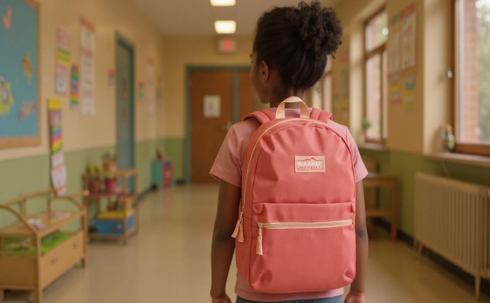 Trail maker Classic 17 inch Backpacks with Adjustable Padded Straps | School Backpacks for Girls, Boys (Green)(Coral)
