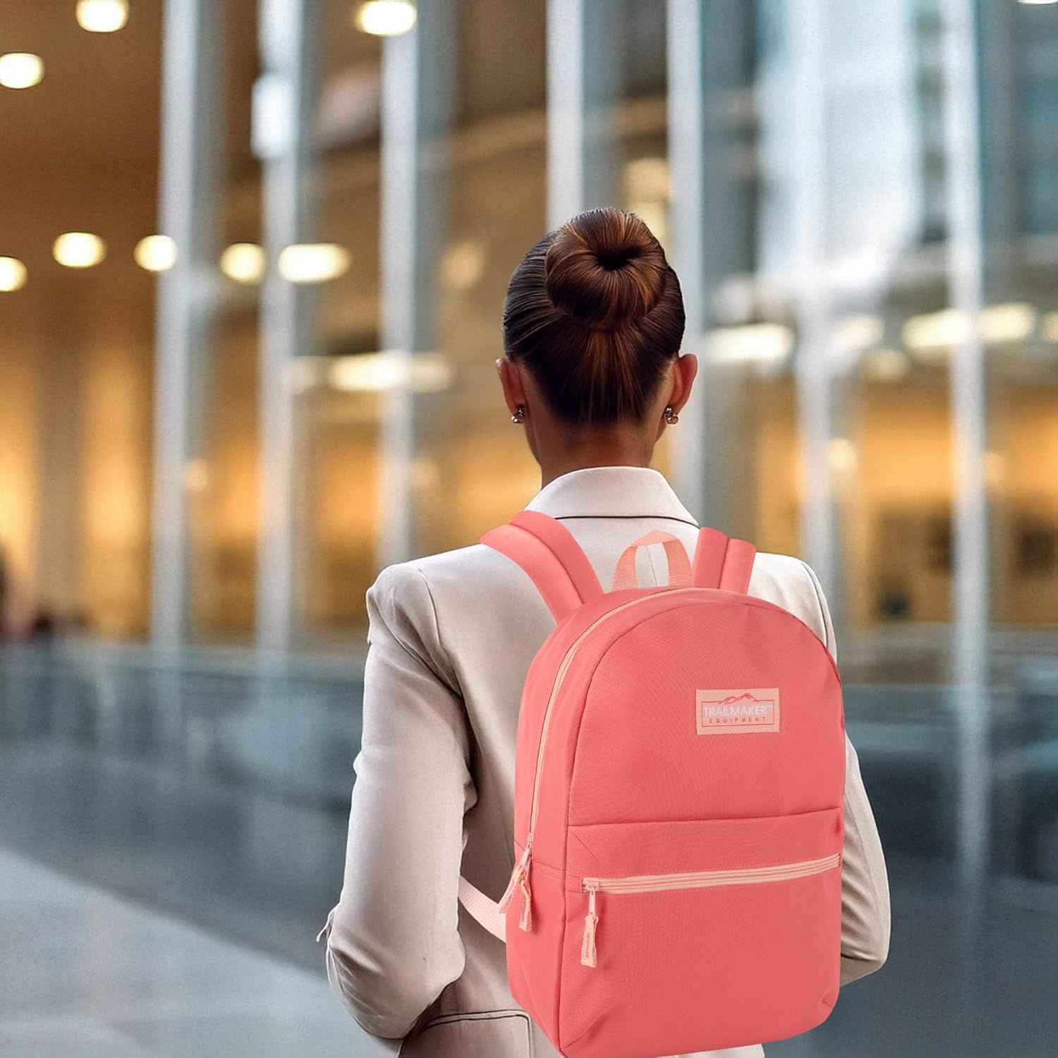 Trail maker Classic 17 inch Backpacks with Adjustable Padded Straps | School Backpacks for Girls, Boys (Green)(Coral)
