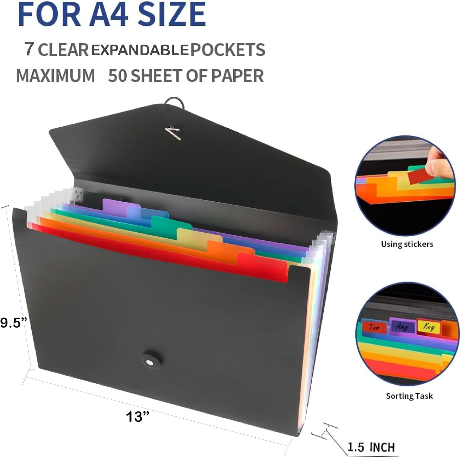 50 Pack Bulk Expanding File Folder, 8 Pocket Accordion File Holder Organizer, A4 Letter Size Paper Document & Receipt Organizer | 50 Accordion Filing Folders for Classroom, Office Supplies