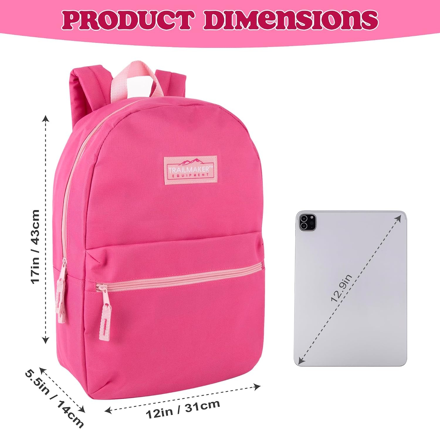 Trail maker Classic 17 inch Backpacks with Adjustable Padded Straps | School Backpacks for Girls, Boys (Green)(Pink)
