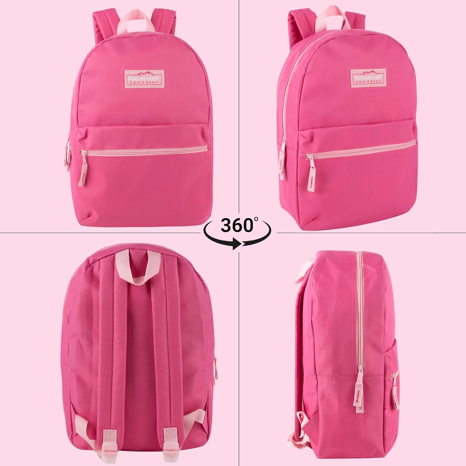 Trail maker Classic 17 inch Backpacks with Adjustable Padded Straps | School Backpacks for Girls, Boys (Green)(Pink)