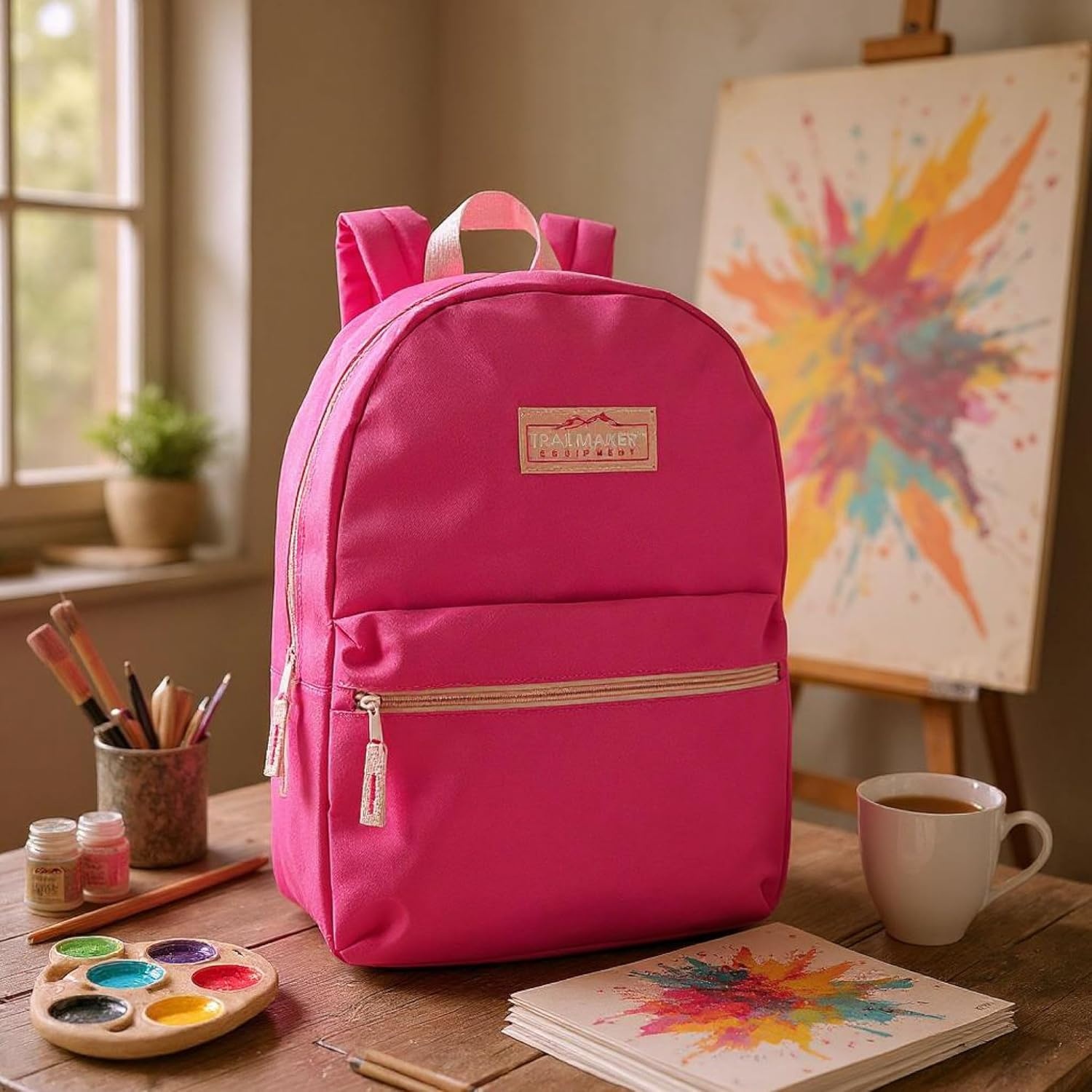 Trail maker Classic 17 inch Backpacks with Adjustable Padded Straps | School Backpacks for Girls, Boys (Green)(Pink)