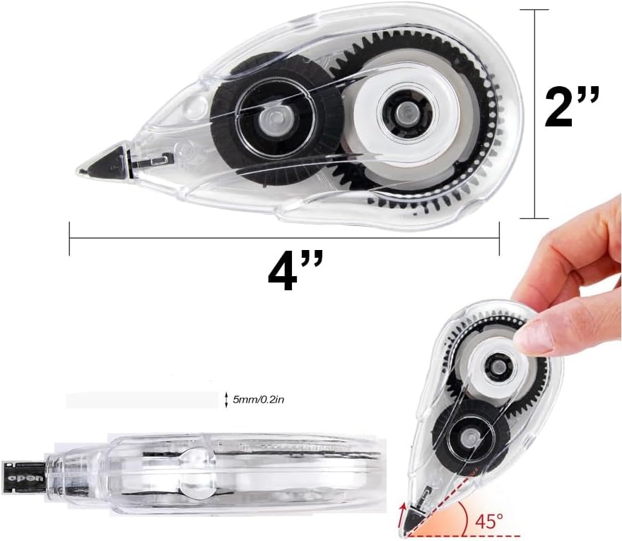 Trail maker White Out Correction Tape Bulk, 100 Pack Correction Tape Easy To Use Applicator for Instant Corrections, 20 Ft. / 6 Meters Each, Mini Rolls for School, Office Supplies(100)