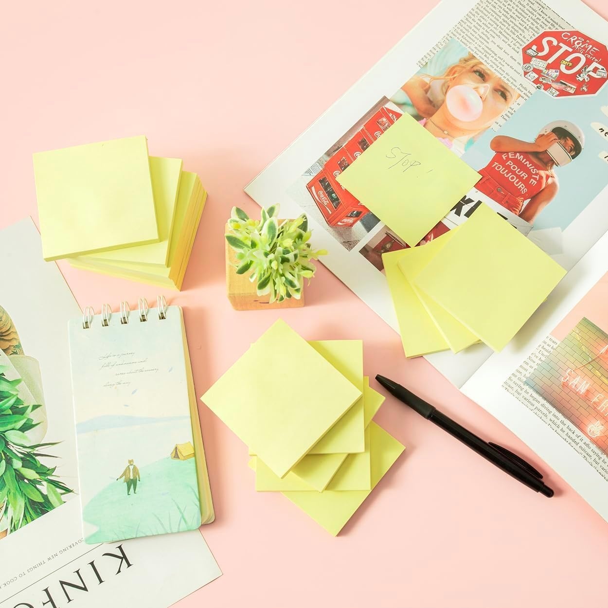 Trailmaker (100 Pack) Sticky Notes Bulk Set, 3×3 Self Stick Memo Pads with 100 Sheets Each, Sticky Notes for Classrooms, Offices, School Supplies & Organization (Yellow)(Yellow Pack)