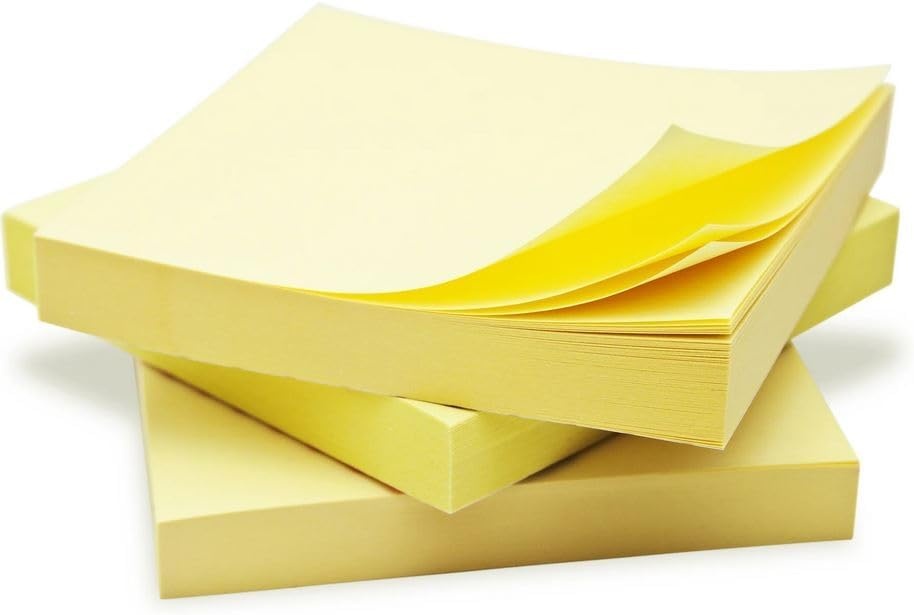 Trailmaker (100 Pack) Sticky Notes Bulk Set, 3×3 Self Stick Memo Pads with 100 Sheets Each, Sticky Notes for Classrooms, Offices, School Supplies & Organization (Yellow)(Yellow Pack)