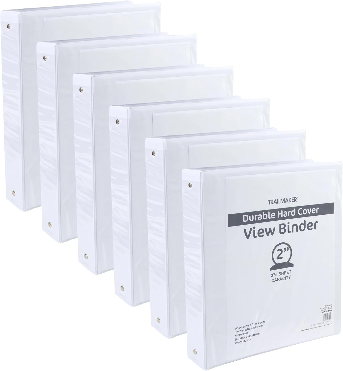 (50 Pack) 2 Inch Binders 3 Ring Hardcover Binders in Bulk with Clear View Cover, Pockets for Classroom, Office, Portfolios | Bulk School, Teacher, Office Supplies (Black Only Pack)(White Only Pack)