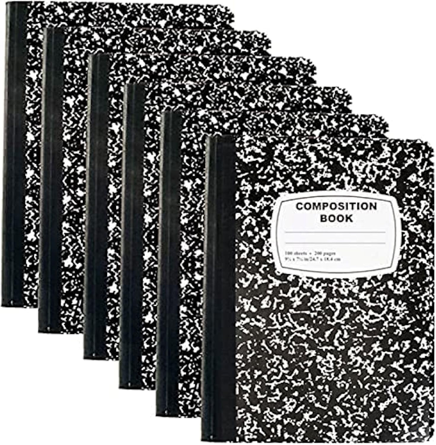 Trail maker 5 Pack Composition Notebooks, Wide Ruled Marble Cover, 200 Pages (100 Sheets), 9.75 x 7.25, Bulk School Supplies for Classroom, Office & School Donations(50 Pack)