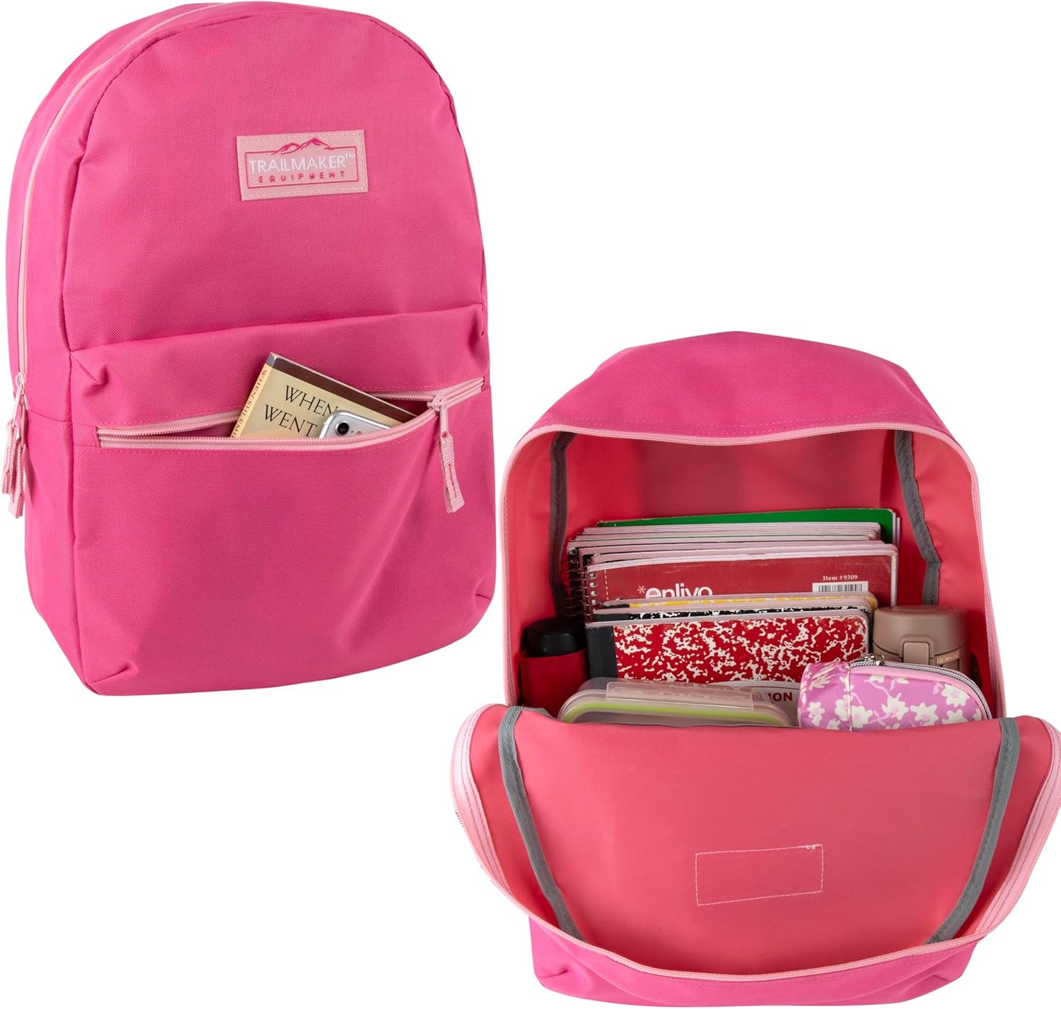 Trail maker 24 Pack 17 Inch Backpacks in Bulk Backpacks for Boys, Girls, School, and Homeless Donation(Assorted Girls 4 Color Pack)