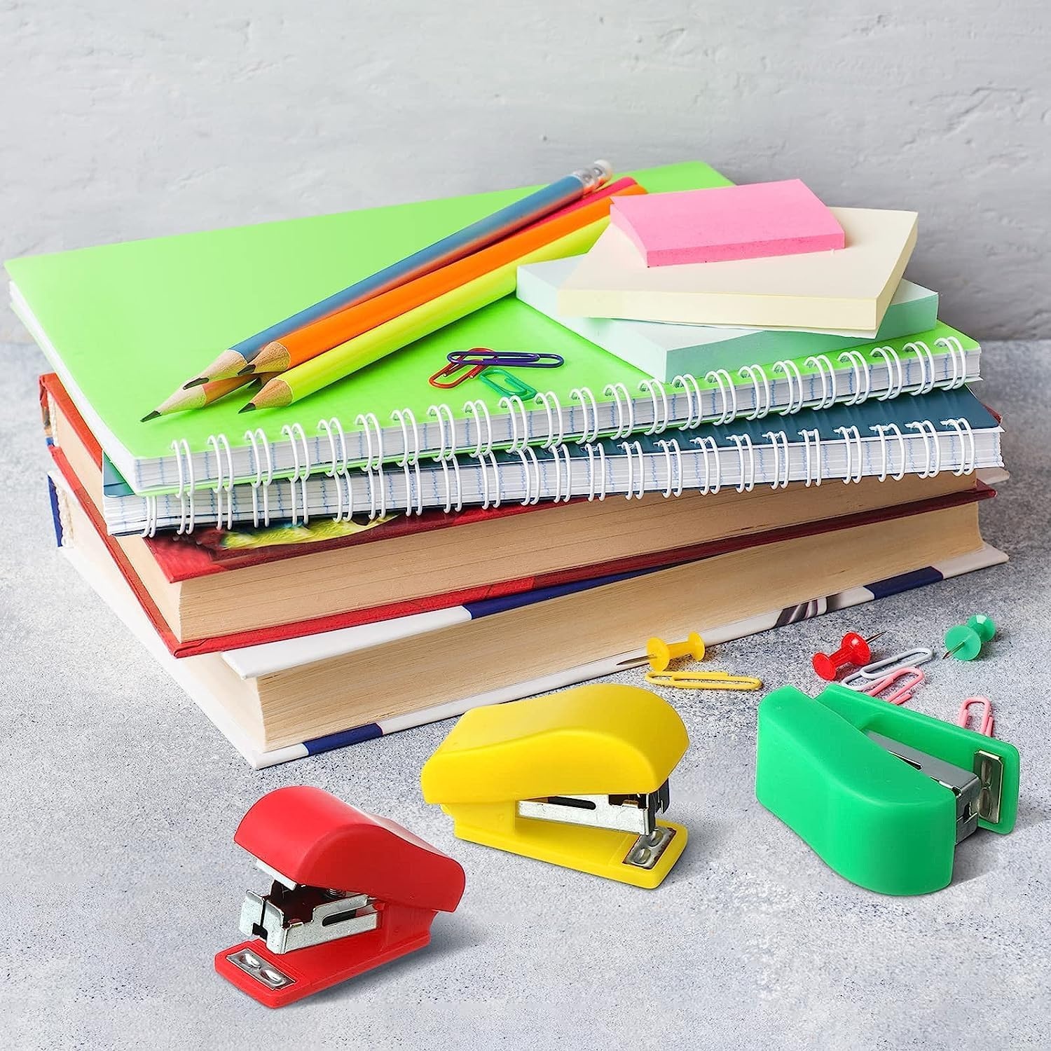 100 Bulk Mini Staplers for Classroom Set of Staplers, Mini Stapler with Staples Bulk for School, Offices, 4 Colors
