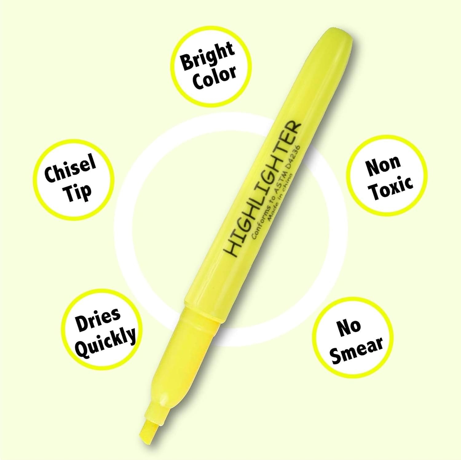 Trail maker Bulk Highlighters (300 Count) – Orange, Yellow & Green Bright Highlighter Set | School & Classroom Supplies Bulk Pack for Teachers, Students, Kids & Office Use (100 Packs of 3 Colors)(Yellow)