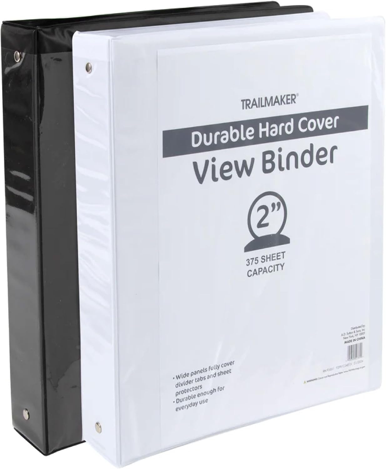 (50 Pack) 2 Inch Binders 3 Ring Hardcover Binders in Bulk with Clear View Cover, Pockets for Classroom, Office, Portfolios | Bulk School, Teacher, Office Supplies (Black Only Pack)(Black & White Mix Pack)