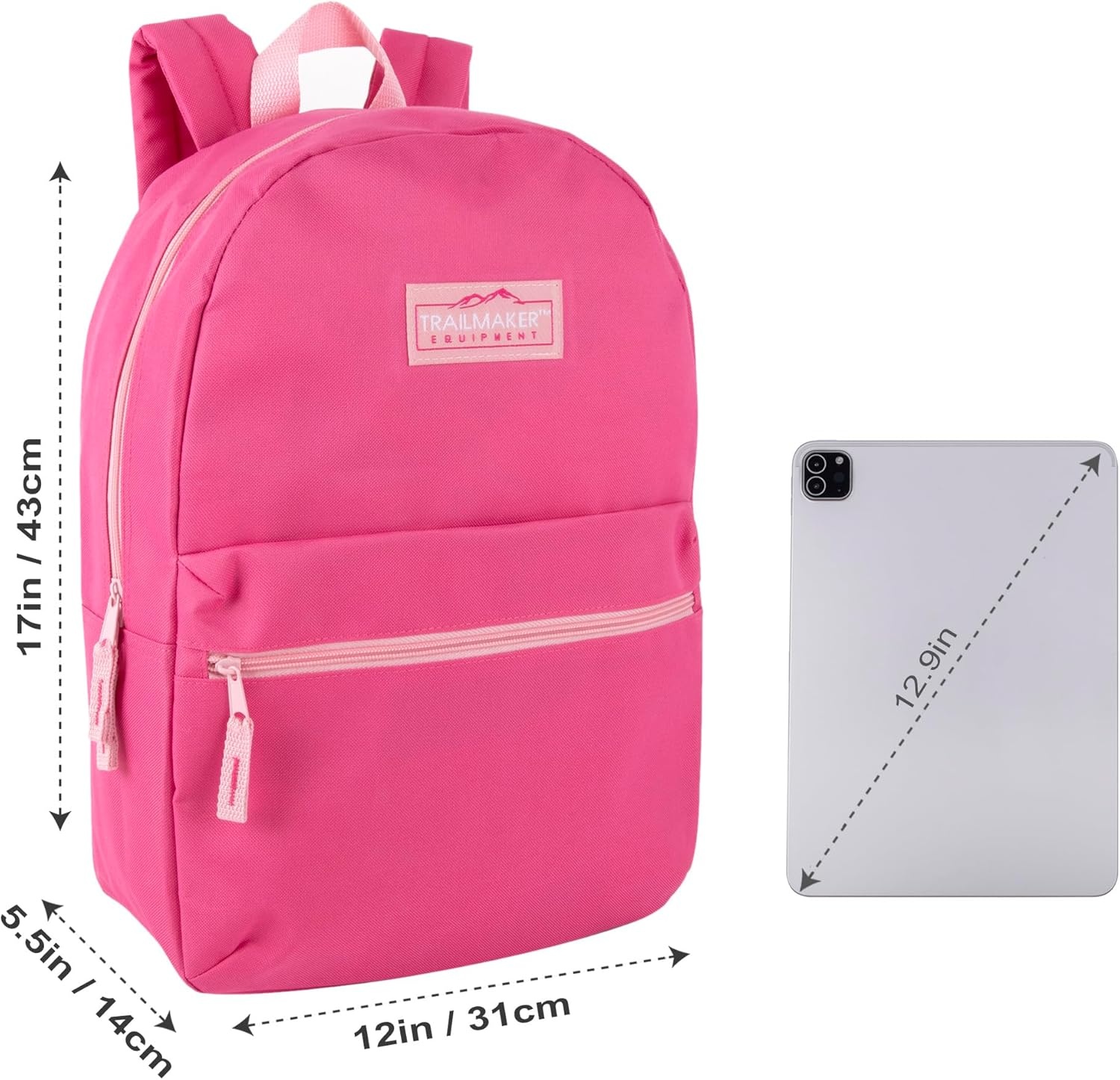 Trail maker 24 Pack 17 Inch Backpacks in Bulk Backpacks for Boys, Girls, School, and Homeless Donation(Pink)