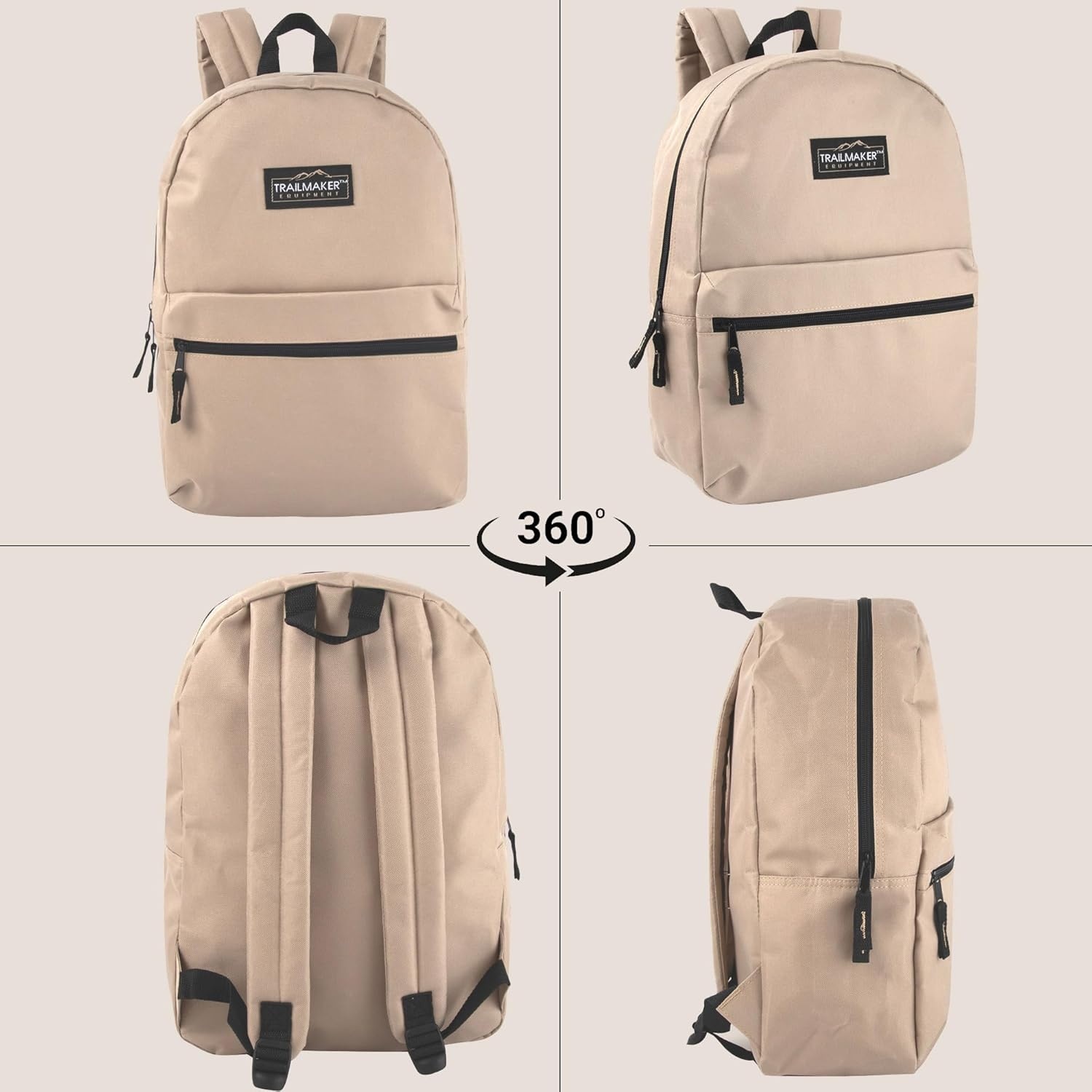 Trail maker Classic 17 inch Backpacks with Adjustable Padded Straps | School Backpacks for Girls, Boys (Green)(Khaki)