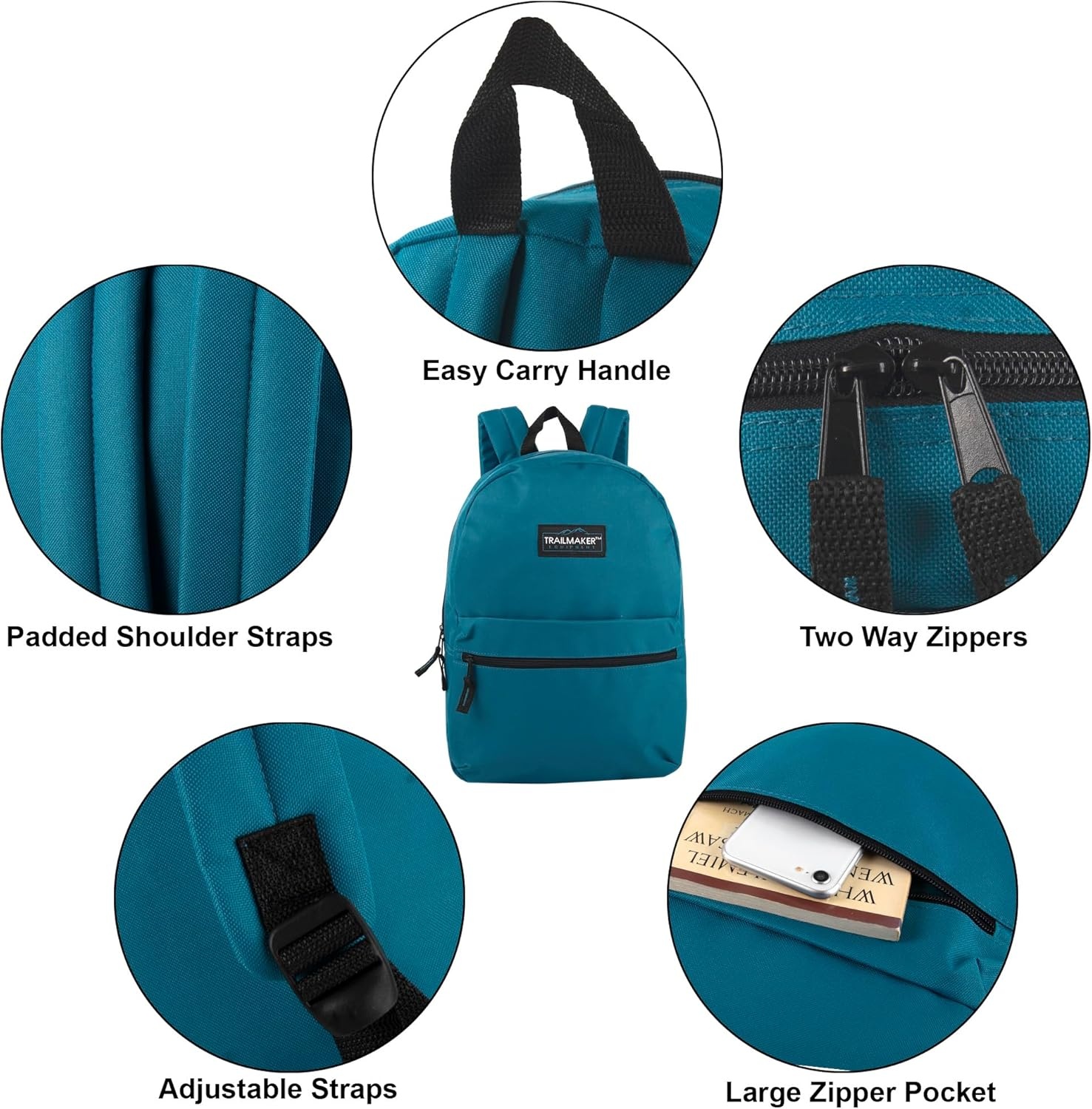 Trail maker Classic 17 inch Backpacks with Adjustable Padded Straps | School Backpacks for Girls, Boys (Green)(Blue)