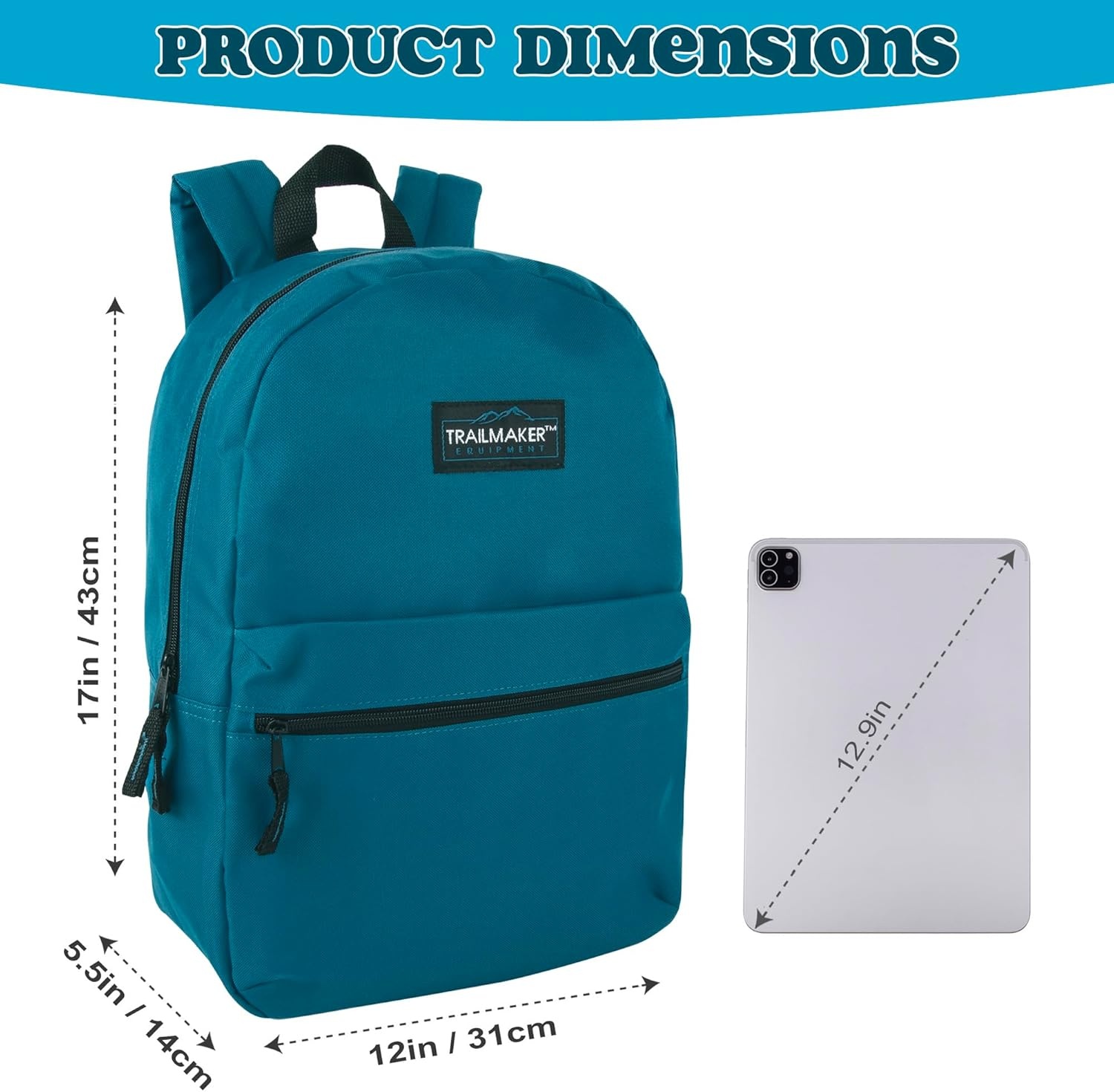 Trail maker Classic 17 inch Backpacks with Adjustable Padded Straps | School Backpacks for Girls, Boys (Green)(Blue)