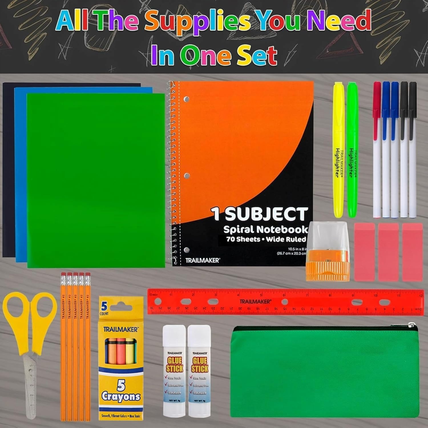 12 Pack of 30 Piece Sets Bulk School Supplies Kits for Girls, Boys Back to School Supplies Box Bundle Pack for Kids Kindergarten, Elementary Includes Notebook, Folders, Pens, Pencils, and More