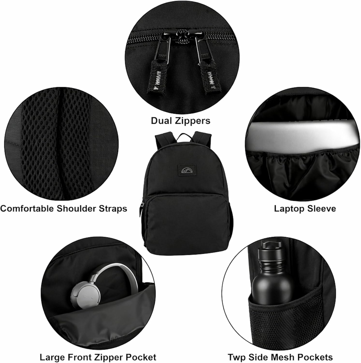 Summit Ridge 17 Inch Laptop Backpacks 24 Pack, Large Pockets, Mesh Shoulder Straps for Travel, Commute((24 Pack) Black)