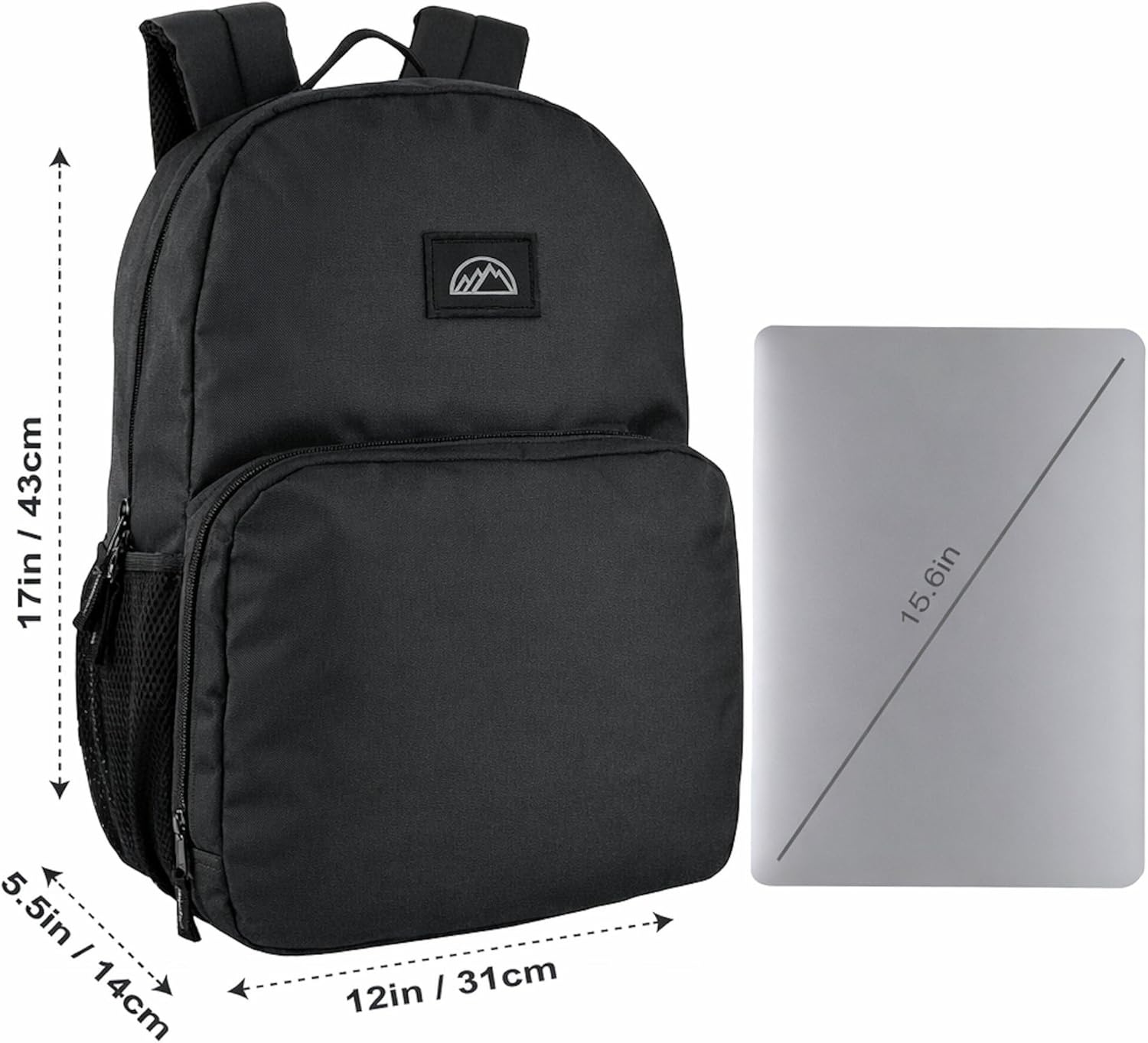 Summit Ridge 17 Inch Laptop Backpacks 24 Pack, Large Pockets, Mesh Shoulder Straps for Travel, Commute((24 Pack) Black)