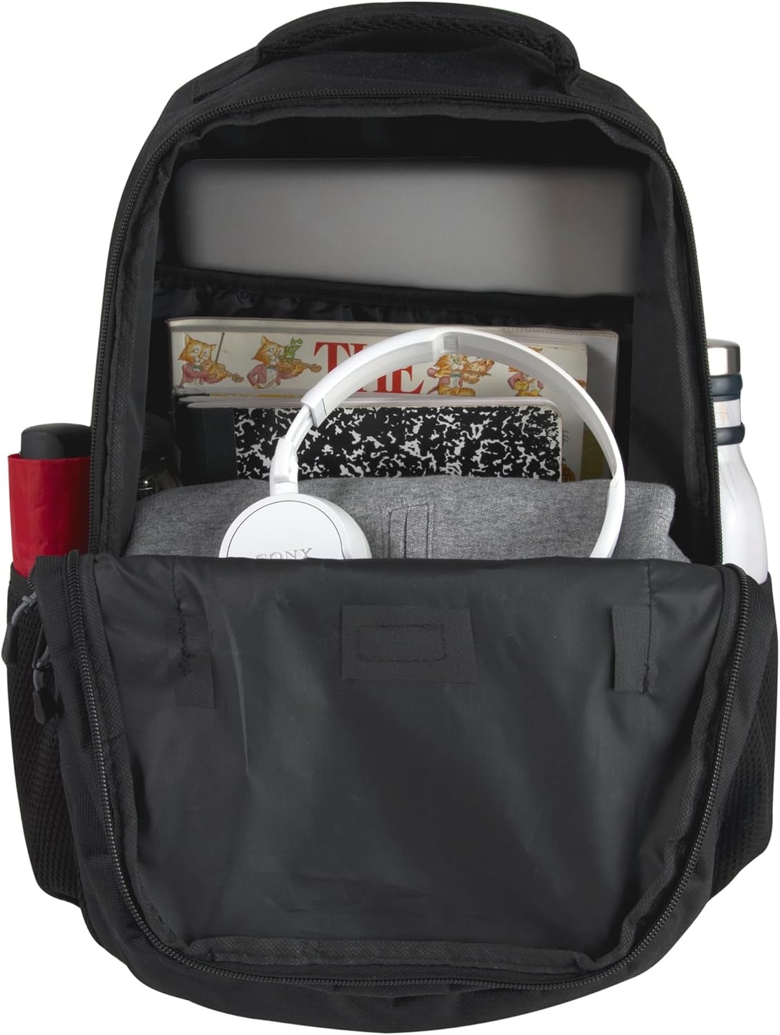 Trail maker 24 Pack Bulk 18.5 Inch Heavy Duty Dual Compartment Laptop Backpacks with Skateboard Straps for Homeless Adults (Heather Gray)(All Black Pack)