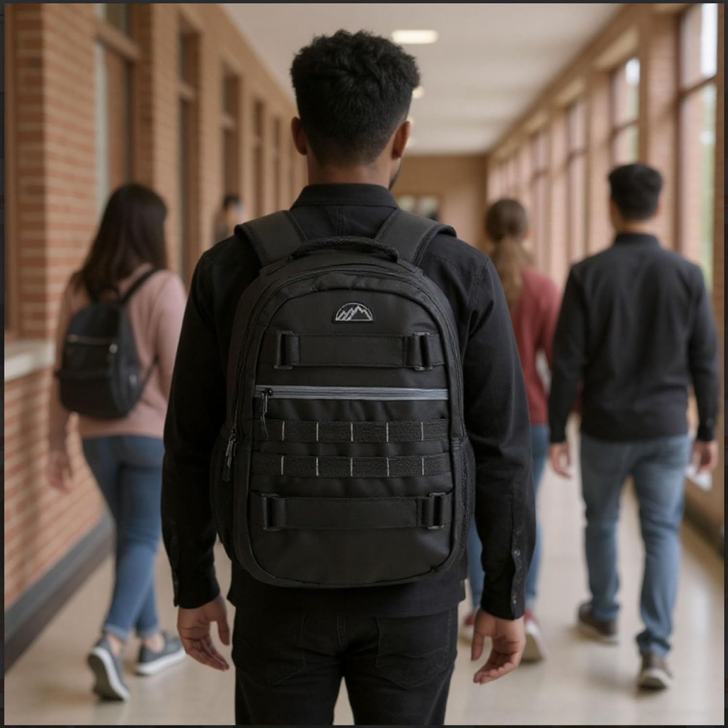 Trail maker 24 Pack Bulk 18.5 Inch Heavy Duty Dual Compartment Laptop Backpacks with Skateboard Straps for Homeless Adults (Heather Gray)(All Black Pack)