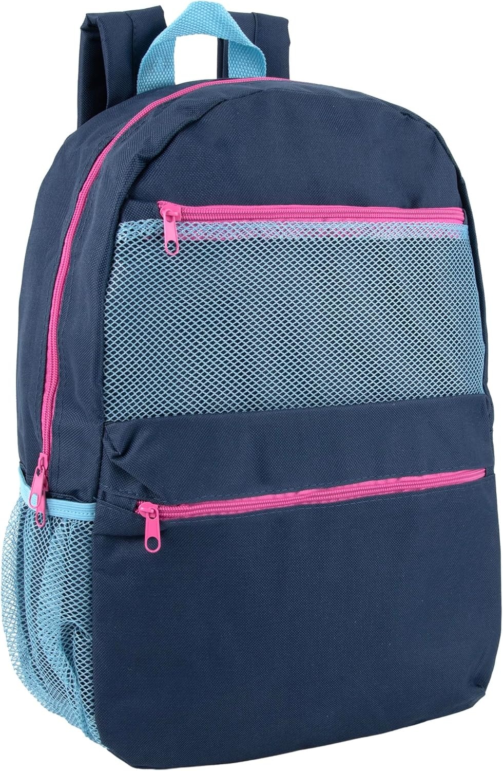 Trail maker 17 Inch Backpacks, 24 Pack Multi Mesh Pocket with Adjustable Shoulder Straps for Travel, Commute((24 Pack) Assorted Colors)