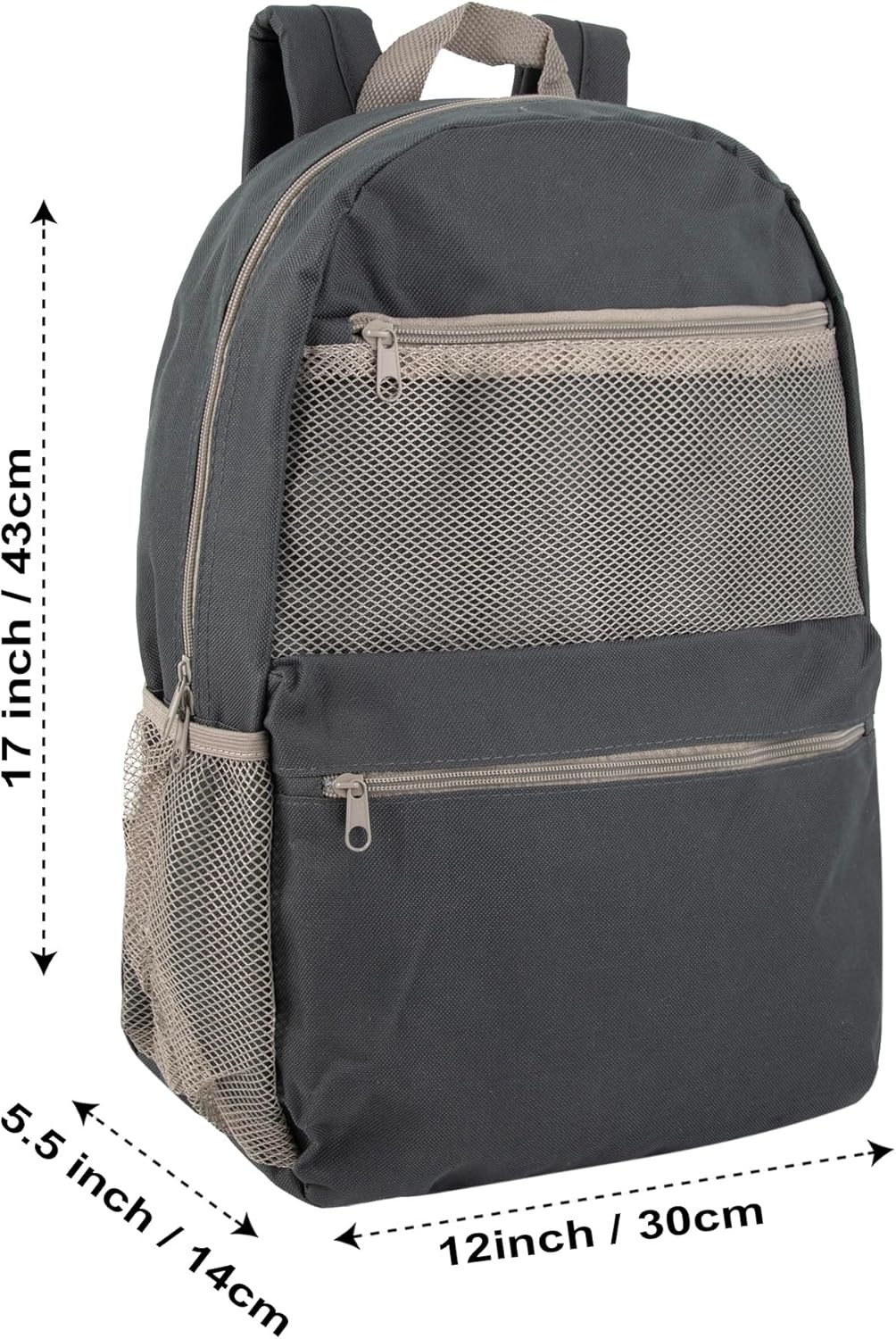 Trail maker 17 Inch Backpacks, 24 Pack Multi Mesh Pocket with Adjustable Shoulder Straps for Travel, Commute((24 Pack) Assorted Colors)