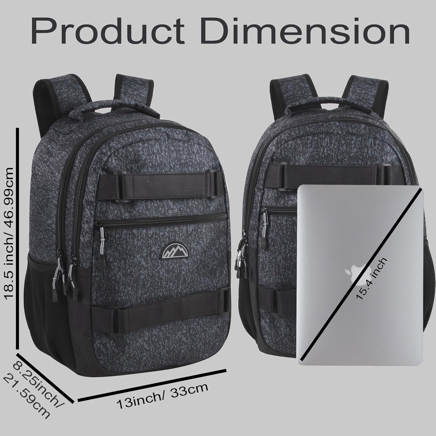 Trail maker 24 Pack Bulk 18.5 Inch Heavy Duty Dual Compartment Laptop Backpacks with Skateboard Straps for Homeless Adults (Heather Gray)(Heather Gray Pack)