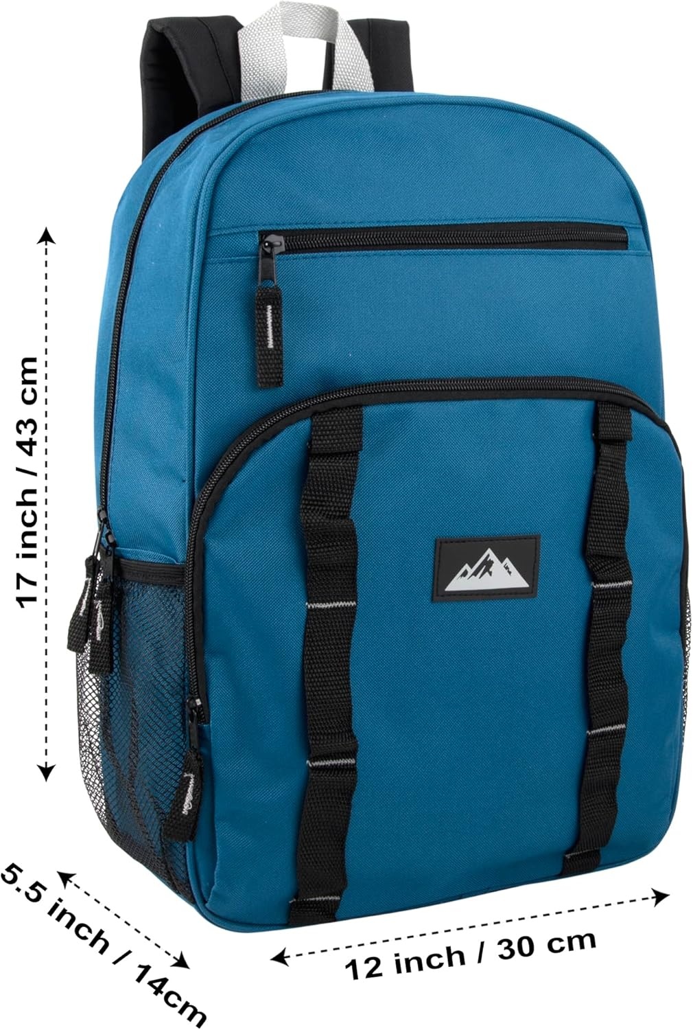 Trail maker 24 Pack Multicolor Mesh Side Pocket 17 Inch Backpacks, Padded Shoulder Straps for Travel, Commute((24 Pack) Assorted Dark Colors)