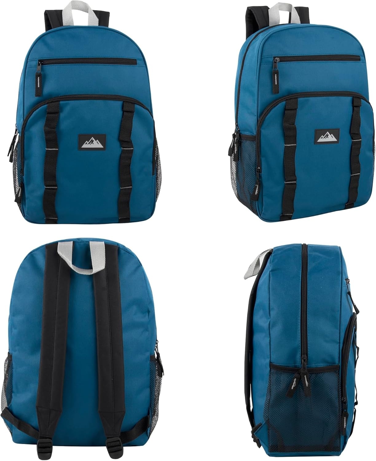Trail maker 24 Pack Multicolor Mesh Side Pocket 17 Inch Backpacks, Padded Shoulder Straps for Travel, Commute((24 Pack) Assorted Dark Colors)