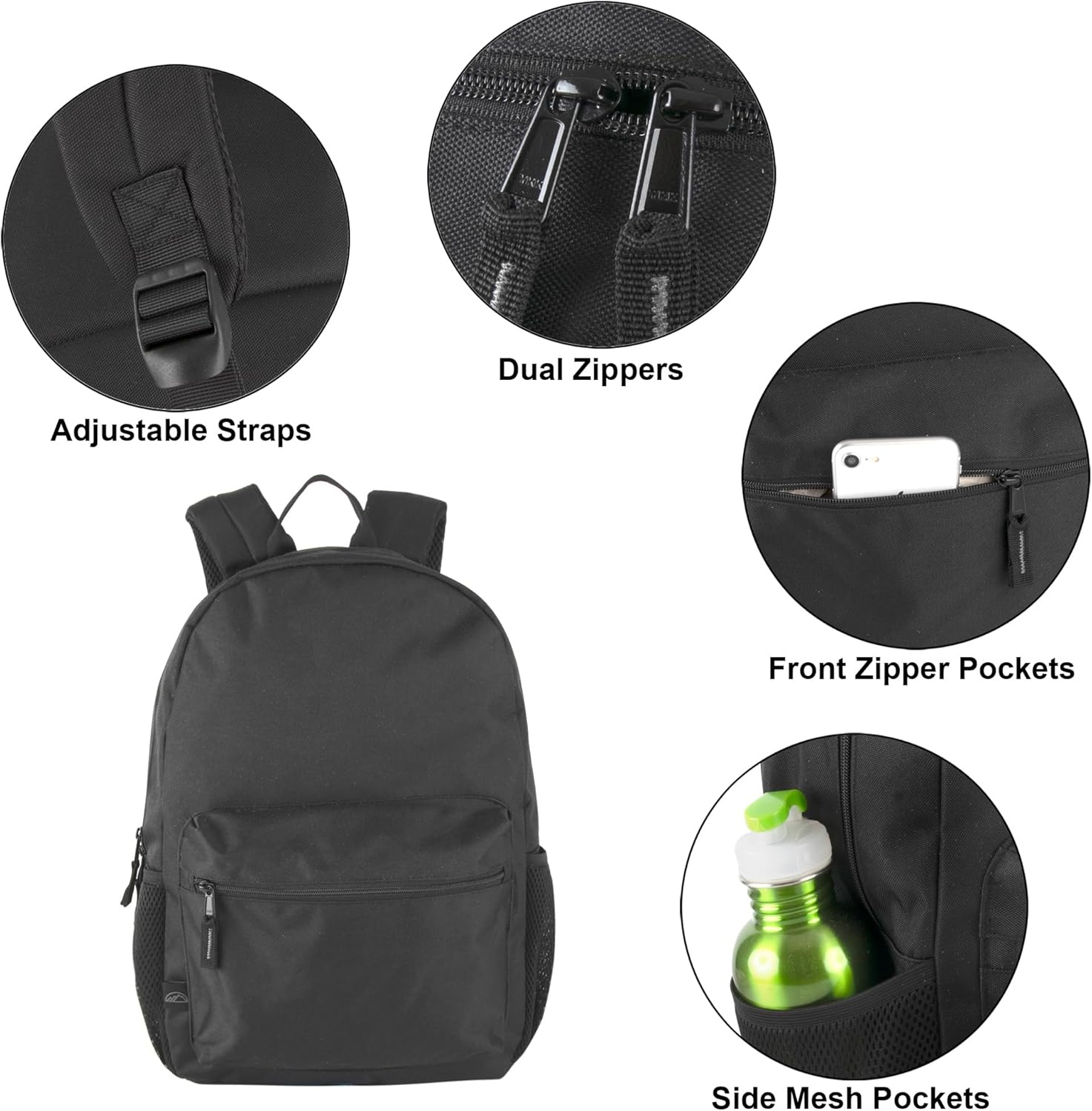 Summit Ridge 24 Pack 17 Inch Laptop Backpacks, Padded Air Mesh Shoulder Straps, Multiple Pockets for Commute, Travel((24 Pack) Assorted Colors)