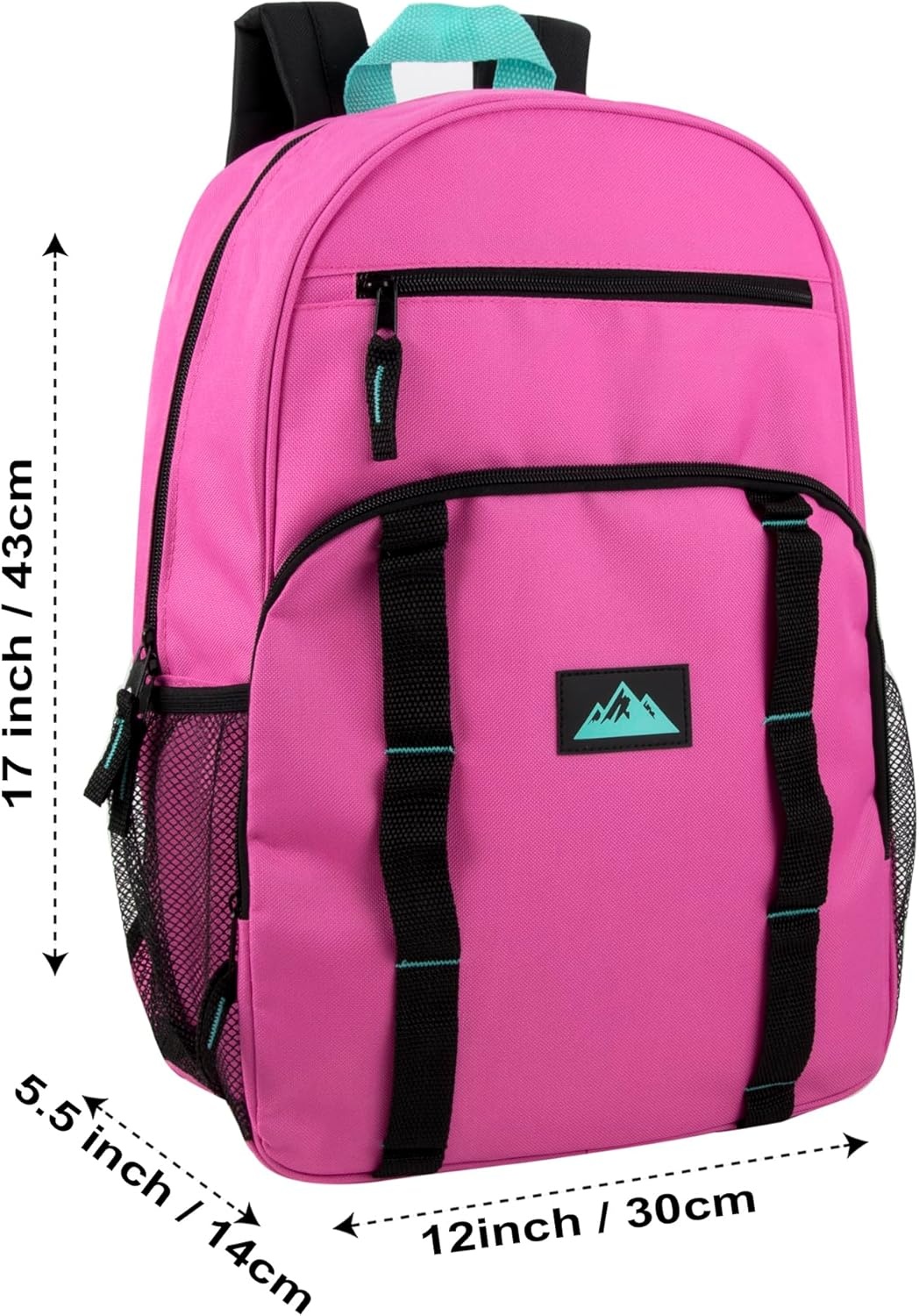 Trail maker 24 Pack Multicolor Mesh Side Pocket 17 Inch Backpacks, Padded Shoulder Straps for Travel, Commute((24 Pack) Assorted Pastel Colors)