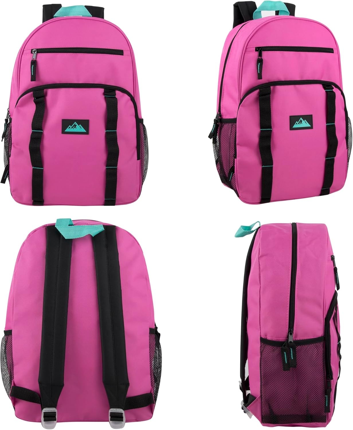 Trail maker 24 Pack Multicolor Mesh Side Pocket 17 Inch Backpacks, Padded Shoulder Straps for Travel, Commute((24 Pack) Assorted Pastel Colors)